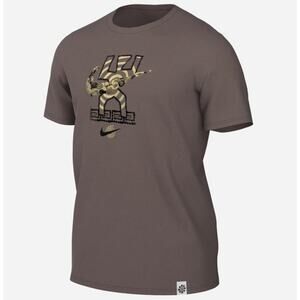 Nike Shirt Mens Large Brown Dri-Fit Training Swoosh Graphic Gym Run Athletic Tee